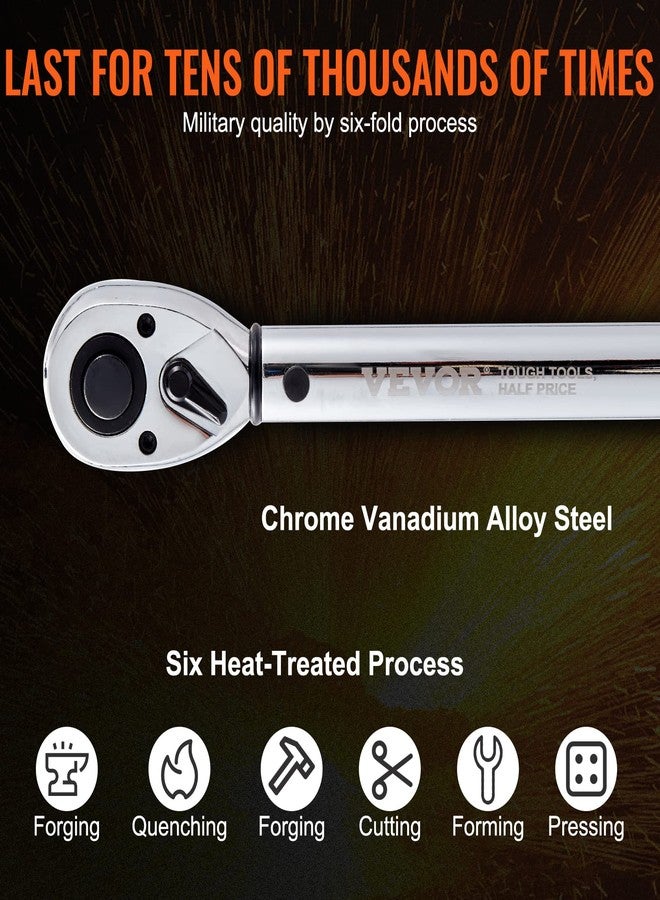 VEVOR Torque Wrench, 10-150ft.lb/14-204n.m 1/2-inch Drive Click Torque Wrench, Dual-Direction Adjustable Torque Wrench Set, Mechanical Dual Range Scales Torque Wrench Kit with Adapters Extension Rod - Image 3