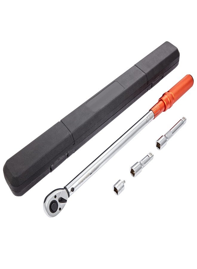 VEVOR Torque Wrench, 10-150ft.lb/14-204n.m 1/2-inch Drive Click Torque Wrench, Dual-Direction Adjustable Torque Wrench Set, Mechanical Dual Range Scales Torque Wrench Kit with Adapters Extension Rod - Image 1