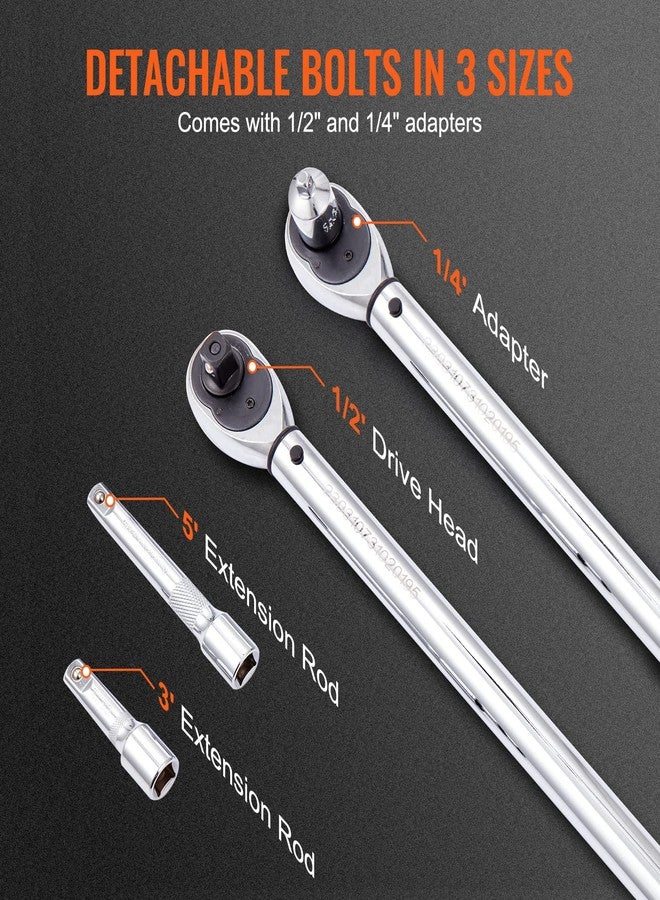 VEVOR Torque Wrench, 10-150ft.lb/14-204n.m 1/2-inch Drive Click Torque Wrench, Dual-Direction Adjustable Torque Wrench Set, Mechanical Dual Range Scales Torque Wrench Kit with Adapters Extension Rod - Image 5