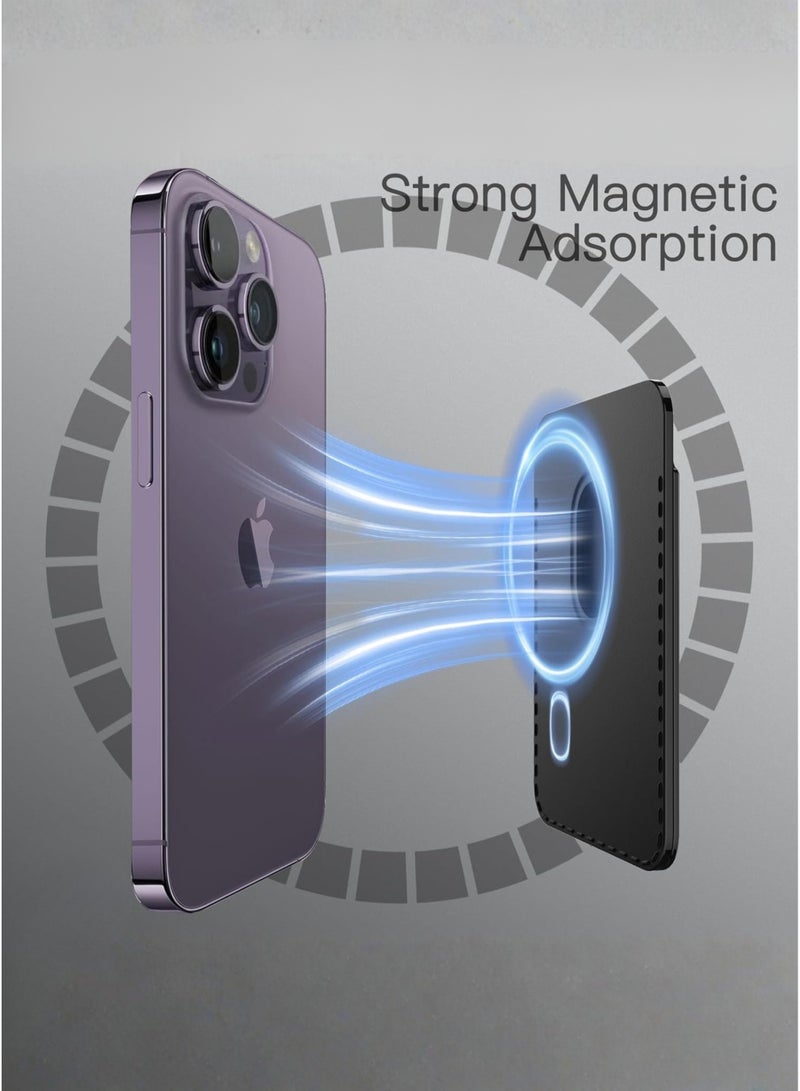 JOMILA Magnetic Wallet Compatible with MagSafe for iPhone 17/17e/Air/16/15/14/13/12 Series, Pixel 10 Series, PU Phone Card Holder, Store 1-2 Cards (Black) - Image 3