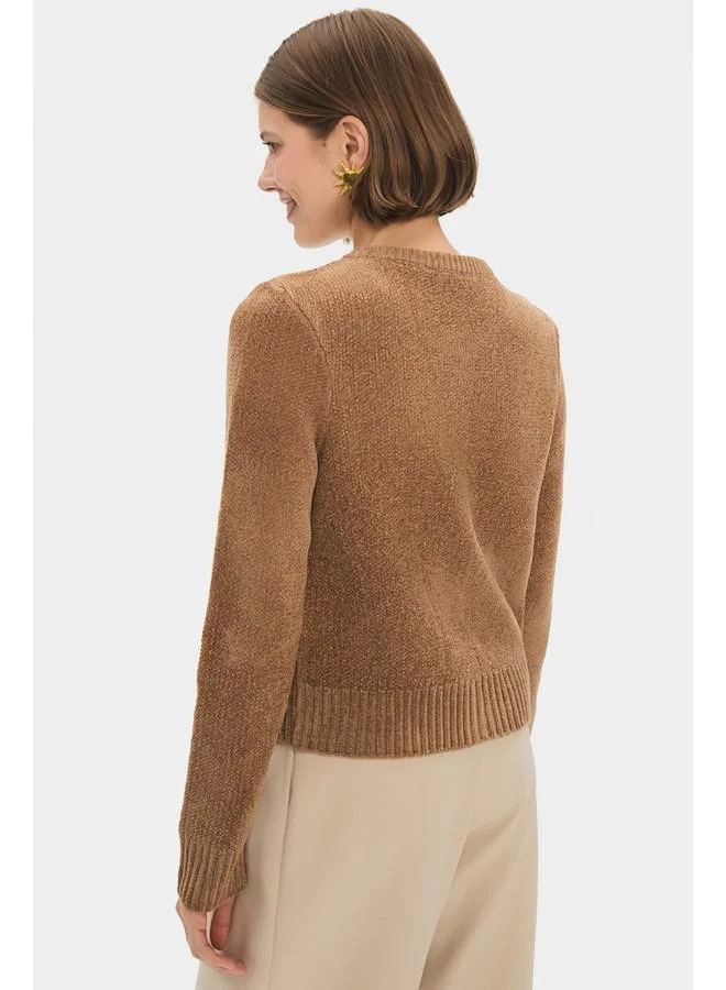 JUNE June Women Gold Button Detailed Soft Textured Knitwear Cardigan Mink