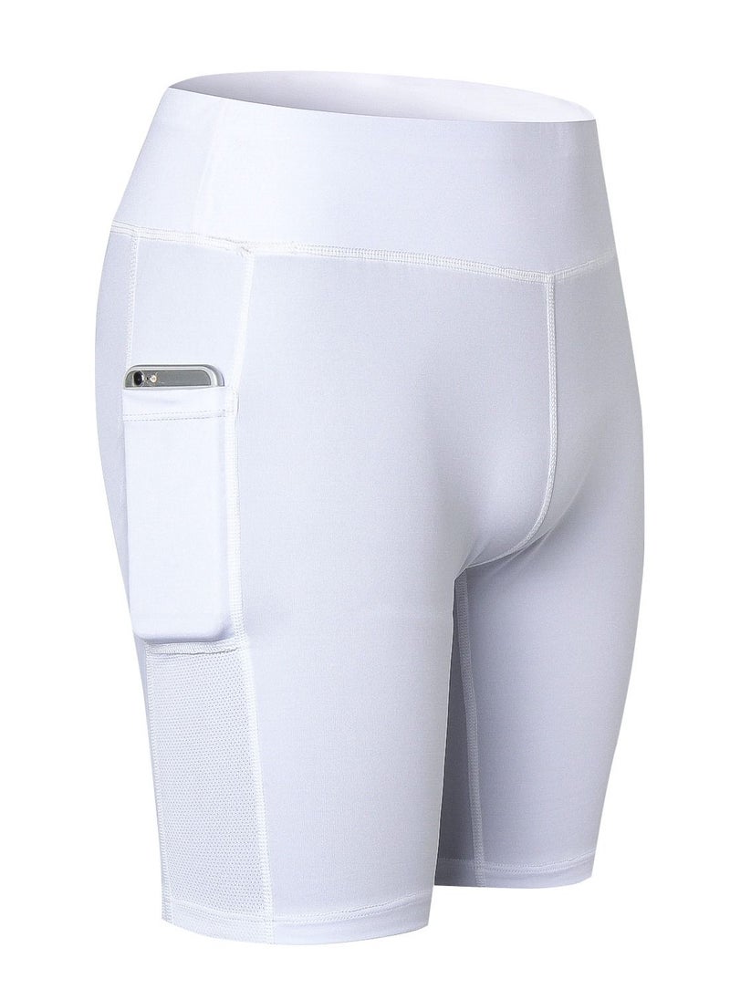 Loquat Women Quick Dry Breathable Elastic Shorts White  - Image 1