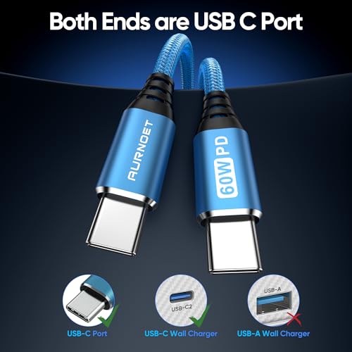 Aurnoet USB C to USB C Cable 6FT 5Pack Type C to Type C Charger Cable Fast Charging Cord 60W for iPhone 1515 Pro15 Plus15 Pro Max Samsung Galaxy S23 S22 S21 Ultra - Image 3