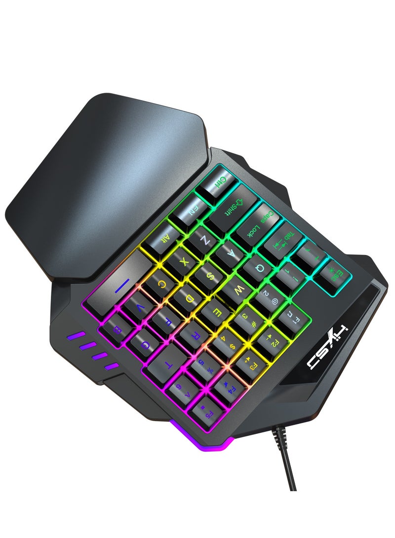 One-handed luminous keyboard left-hand set small mini portable - Image 4