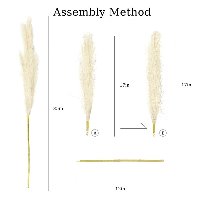 TORONTOKYO 8Pcs Beige Faux Pampas Grass Tall Decor, 35.4â€ Fluffy Artificial Pompous Grass Branches, Large Pampas Grass Reed Stems for Floor Vase Filler, Wedding, Baby Shower, Home Boho Decor - Image 4