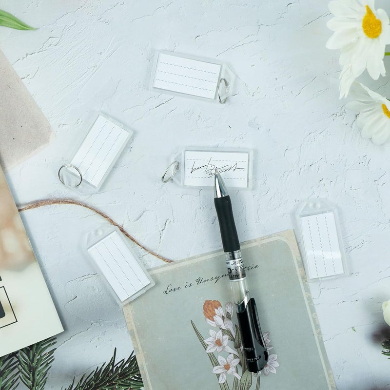 120 ملصقًا ل مفاتيح بلاستيكية بيضاء، علامة تحديد لحلقة المفاتيح، معلق لسلسلة المفاتيح (أبيض) - Image 5
