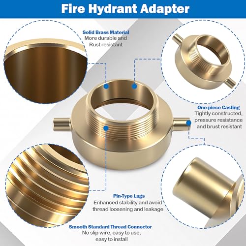 Happy Tree 2-1/2" NH/NST Female x 2" NPT Male Brass Fire Hose Hydrant Adapter with Pin Lug Brass Fire Equipment - Image 5
