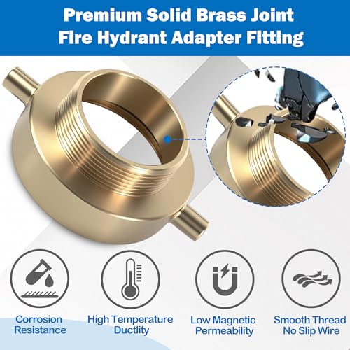 Happy Tree 2-1/2" NH/NST Female x 2" NPT Male Brass Fire Hose Hydrant Adapter with Pin Lug Brass Fire Equipment - Image 4