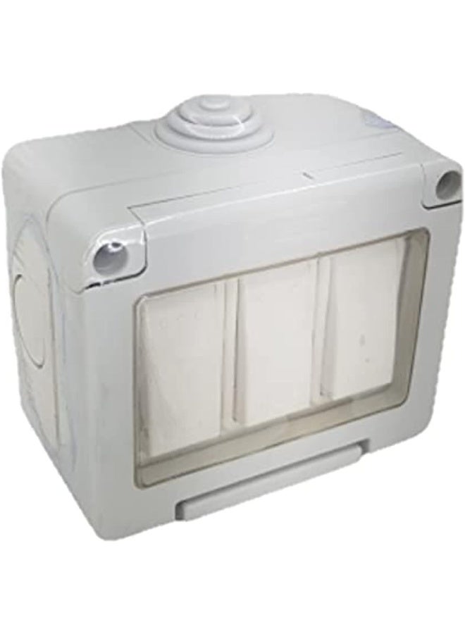 Royal Apex Outdoor Waterproof Weatherproof Switch Socket IP55 Grey (3 GANG 2 WAY SWITCH) - Image 1