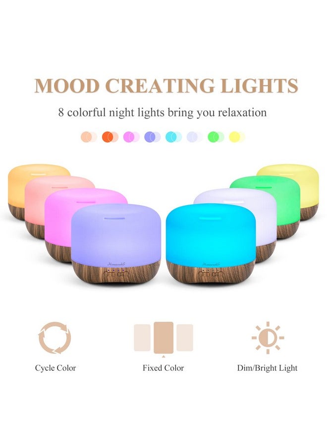 Homeweeks Aromatherapy Essential Oil Diffuser For Room Air Humidifier Aroma Scent Cool Mist Diffuser Colorful Lights Wood Cute Small Large Waterless Auto Off Ultrasonic Diffusers For Home Bedroom (300Ml)  - Image 4