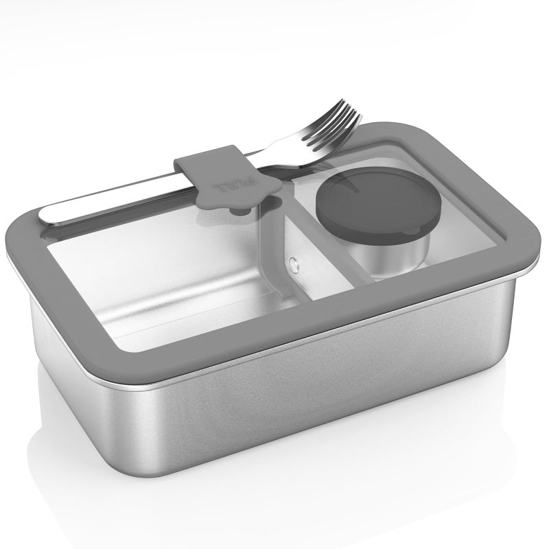 Bakpoco Stainless Steel Bento Lunch Box for Adults, 1250Ml Leak-Proof Lunch Meal Box Container, Microwave Oven Safe, With Lockable Clips Adjustable Divider - Image 1