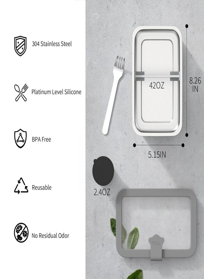 Bakpoco Stainless Steel Bento Lunch Box for Adults, 1250Ml Leak-Proof Lunch Meal Box Container, Microwave Oven Safe, With Lockable Clips Adjustable Divider - Image 3