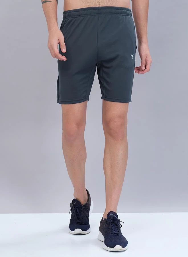 تكنوسبورت Solid Slim Fit Shorts by Styli