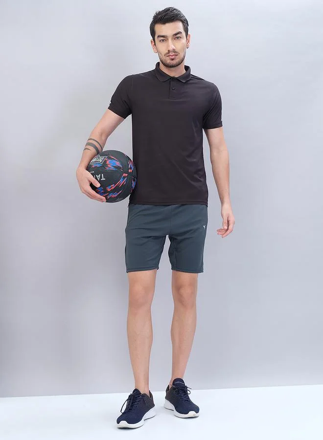تكنوسبورت Solid Slim Fit Shorts by Styli