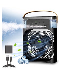 Personal Air Cooler, Portable Air Conditioner Fan, Mini Evaporative Cooler with 7 Colors LED Light, 1/2/3 H Timer, 3 Wind Speeds and 3 Spray Modes for Your Desk, Nightstand, or Coffee Table