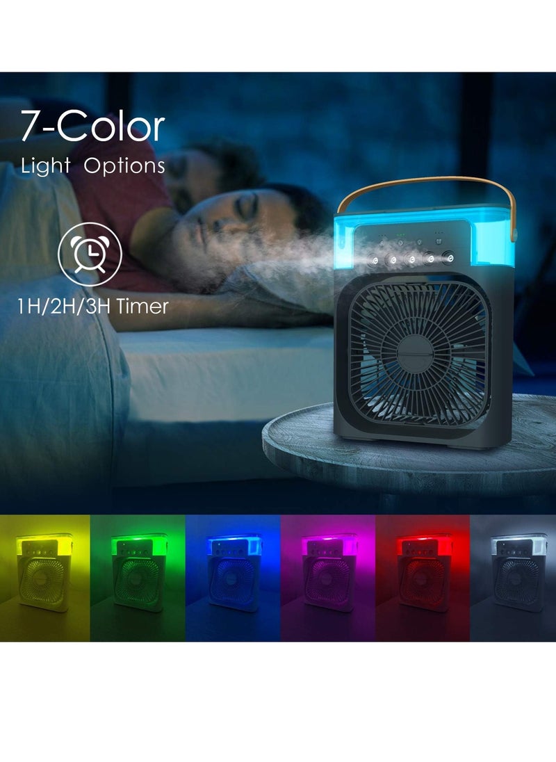 Generic - Personal Air Cooler, Portable Air Conditioner Fan, Mini Evaporative Cooler with 7 Colors LED Light, 1/2/3 H Timer, 3 Wind Speeds and 3 Spray Modes for Your Desk, Nightstand, or Coffee Table - Image 1