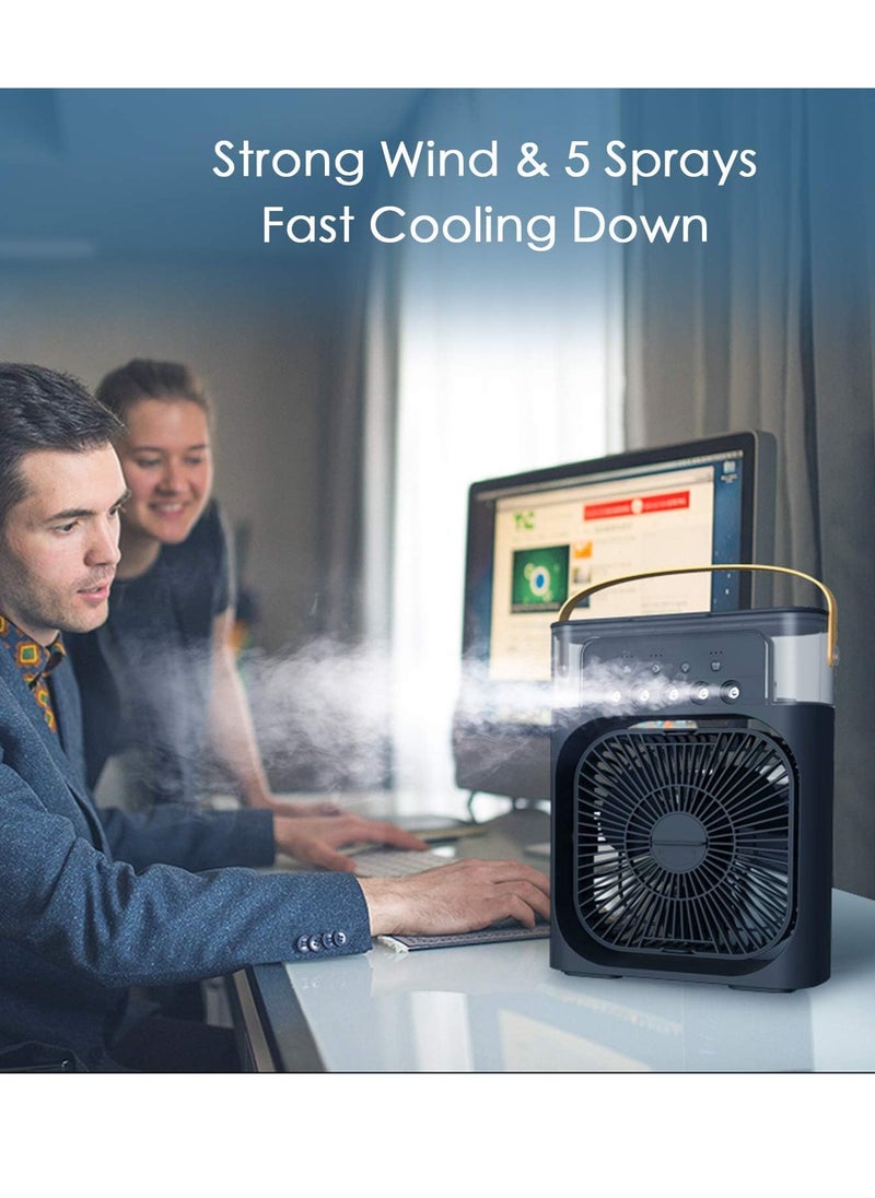 Generic - Personal Air Cooler, Portable Air Conditioner Fan, Mini Evaporative Cooler with 7 Colors LED Light, 1/2/3 H Timer, 3 Wind Speeds and 3 Spray Modes for Your Desk, Nightstand, or Coffee Table - Image 1