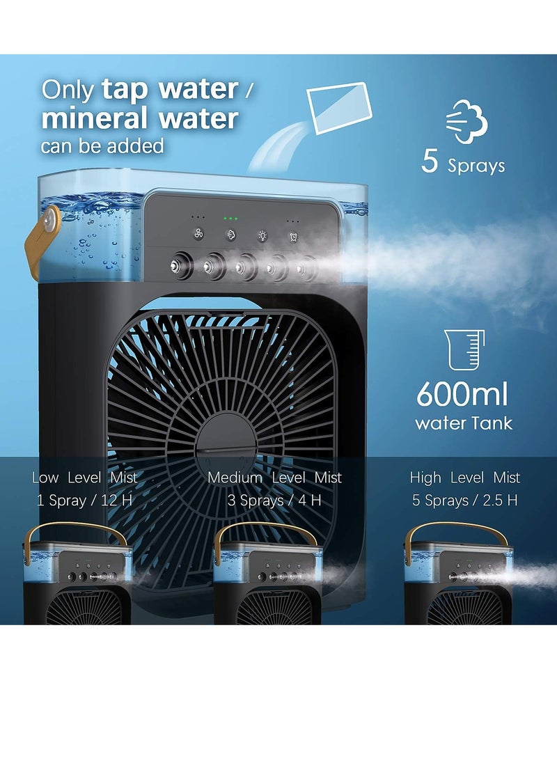 Generic - Personal Air Cooler, Portable Air Conditioner Fan, Mini Evaporative Cooler with 7 Colors LED Light, 1/2/3 H Timer, 3 Wind Speeds and 3 Spray Modes for Your Desk, Nightstand, or Coffee Table - Image 1