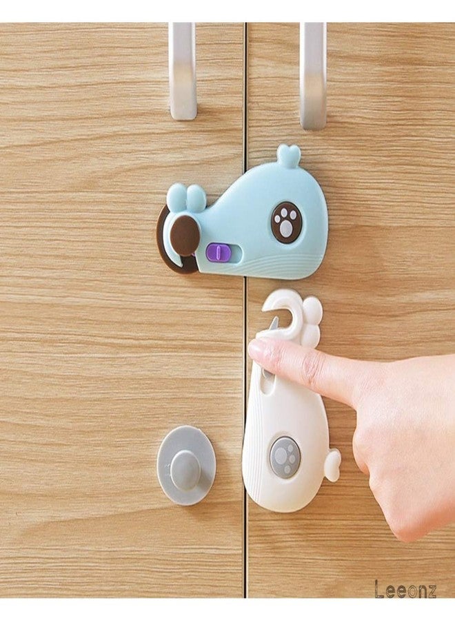 Leeonz Proofing Cabinet Strap Locks - Child Safety Drawer Cupboard Oven Refrigerator Adhesive Locks - Adjustable Toilets Seat Fridge Latches - No Drilling (Pack of 2pcs) (Blue, Set of 2PCS) - Image 3