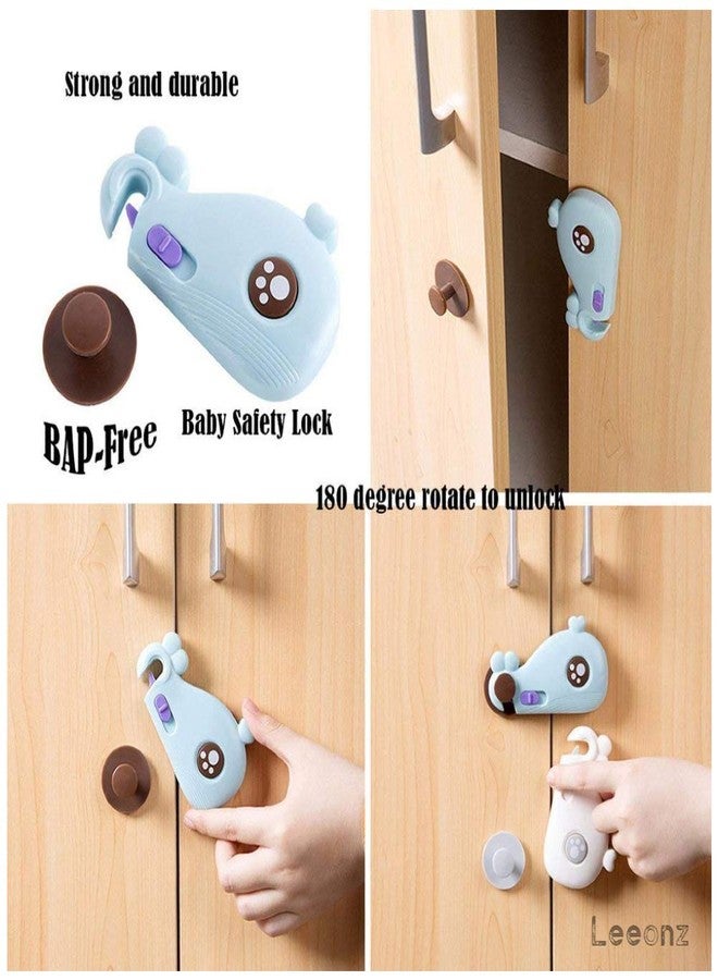 Leeonz Proofing Cabinet Strap Locks - Child Safety Drawer Cupboard Oven Refrigerator Adhesive Locks - Adjustable Toilets Seat Fridge Latches - No Drilling (Pack of 2pcs) (Blue, Set of 2PCS) - Image 5