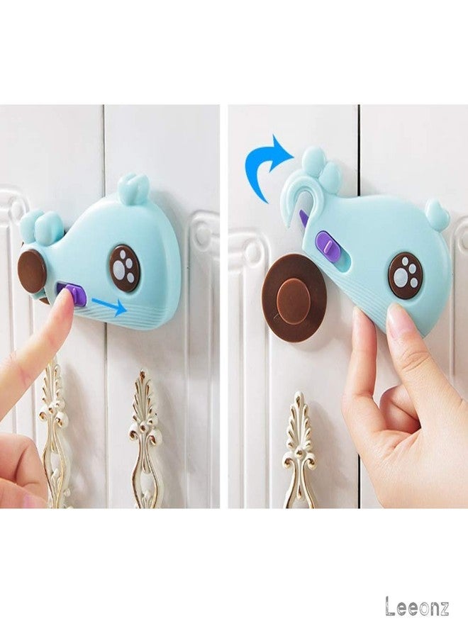 Leeonz Proofing Cabinet Strap Locks - Child Safety Drawer Cupboard Oven Refrigerator Adhesive Locks - Adjustable Toilets Seat Fridge Latches - No Drilling (Pack of 2pcs) (Blue, Set of 2PCS) - Image 2