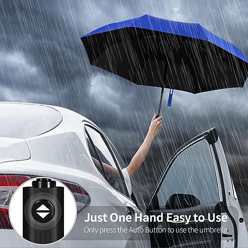 Yoobure Windproof Travel Umbrella - Automatic Umbrellas for Rain, Compact Folding Umbrella with UV Protection, Lightweight Portable Design for Backpack/Walking/Car, Sun & Storm Ready - Image 4