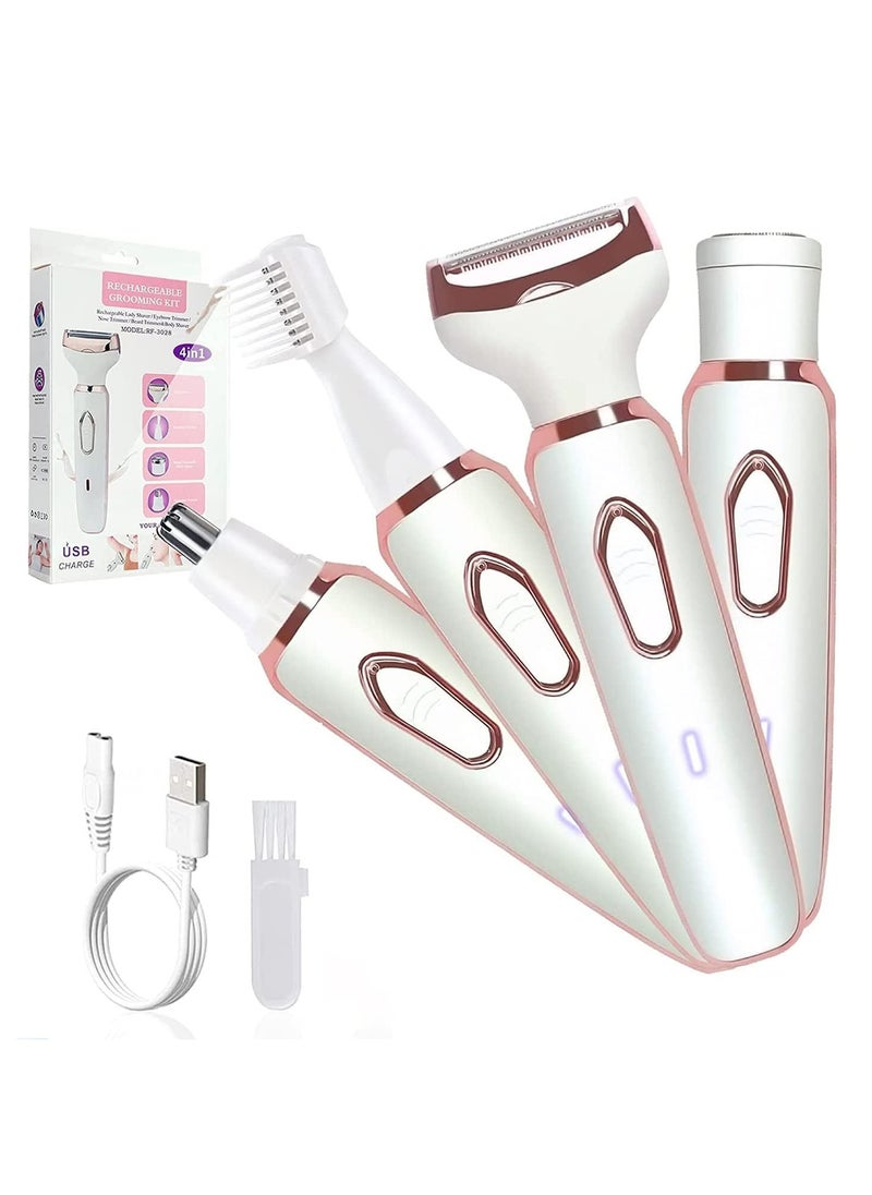 RUKYU - 4-in-1  Electric Razor for Women,  Women's Body Hair Removal, Public Shaver Bikini Trimmer Eyebrow Face Underarm, Portable Ladies Shaver, Epilator, USB Rechargeable,IPX5 Waterproof - Image 1