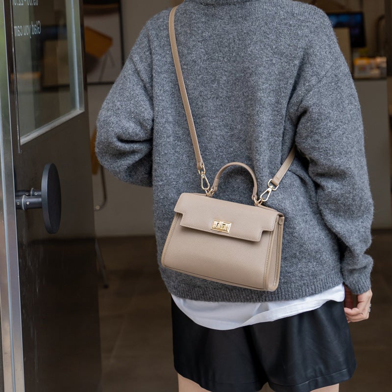 Cowhide Handbag Mini Small Bag High-End Evening Bag Wedding Bag Genuine Leather Kelly Bag Second Generation Mini Crossbody Bag - Image 4
