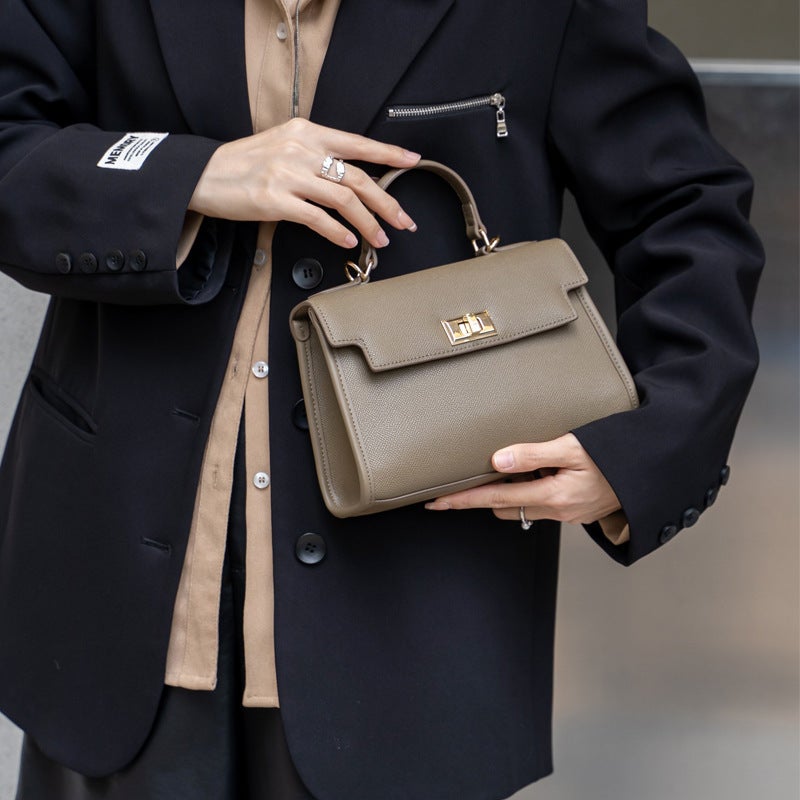 Cowhide Handbag Mini Small Bag High-End Evening Bag Wedding Bag Genuine Leather Kelly Bag Second Generation Mini Crossbody Bag - Image 2