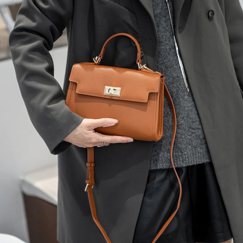 Cowhide Handbag Mini Small Bag High-End Evening Bag Wedding Bag Genuine Leather Kelly Bag Second Generation Mini Crossbody Bag - Image 3
