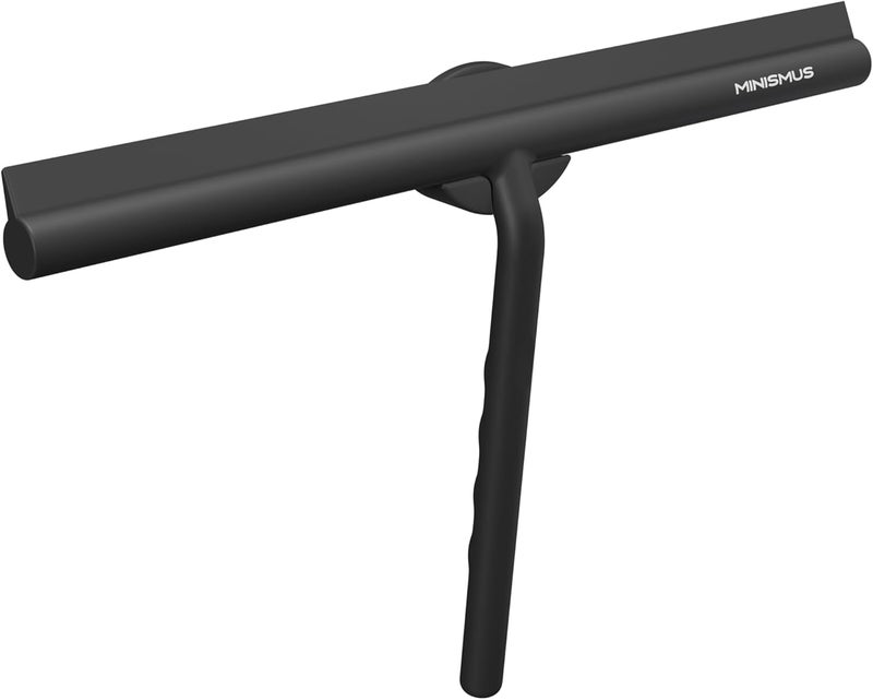 Minismus Shower Squeegee - Squeegee for Shower, Bathroom, Tiles, Mirrors, Windows - Includes Magnetic Holder No Drilling Required - Modern Design in Elegant (33 cm, Black) - Image 1