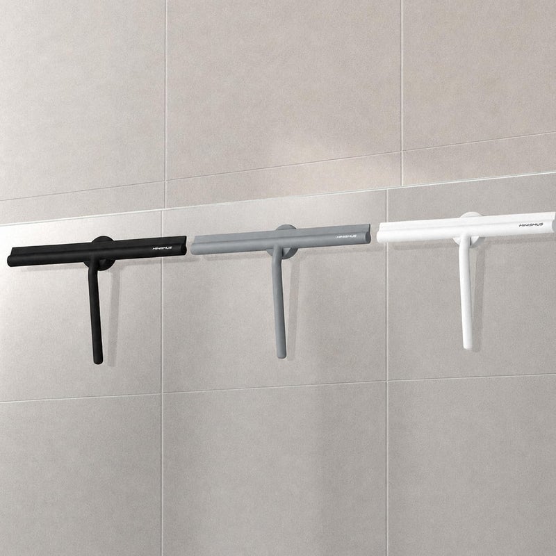 Minismus Shower Squeegee - Squeegee for Shower, Bathroom, Tiles, Mirrors, Windows - Includes Magnetic Holder No Drilling Required - Modern Design in Elegant (33 cm, Black) - Image 3