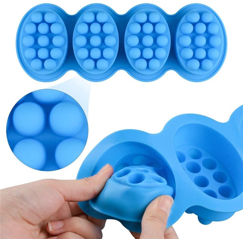 SJ Massage Soap Mold - 2 Pcs, 4 Cavities Silicone Soap Mold for Soap Making, Handmade Hair Brush Shampoo Bar Molds, Food Grade BPA Free(Blue and Green) - Image 5