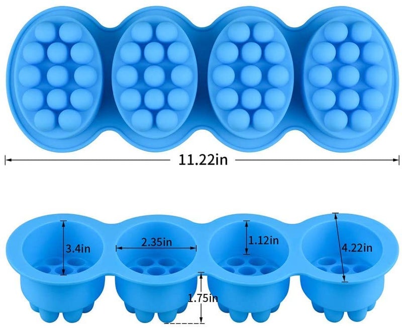 SJ Massage Soap Mold - 2 Pcs, 4 Cavities Silicone Soap Mold for Soap Making, Handmade Hair Brush Shampoo Bar Molds, Food Grade BPA Free(Blue and Green) - Image 3