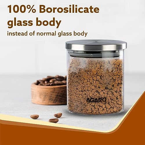 AGARO Elite Borosilicate Glass Jar 600 ml, Round Shaped, Steel Lid, Storage Glass Container, Microwave, Oven & Freezer Safe, Transparent, Kitchen Organiser, Multipurpose Jar, Pack of 2. - Image 4