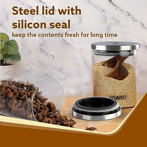 AGARO Elite Borosilicate Glass Jar 600 ml, Round Shaped, Steel Lid, Storage Glass Container, Microwave, Oven & Freezer Safe, Transparent, Kitchen Organiser, Multipurpose Jar, Pack of 2. - Image 5