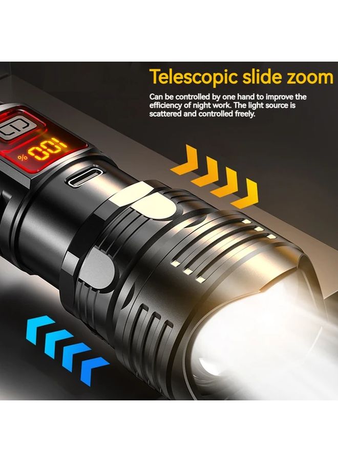 Black Ultra Bright LED Tactical Flashlight Rechargeable Long Range Torch with 1200mAh Battery for Outdoor Camping Security - Image 5