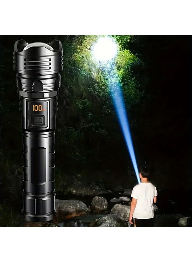 Black Ultra Bright LED Tactical Flashlight Rechargeable Long Range Torch with 1200mAh Battery for Outdoor Camping Security - Image 2