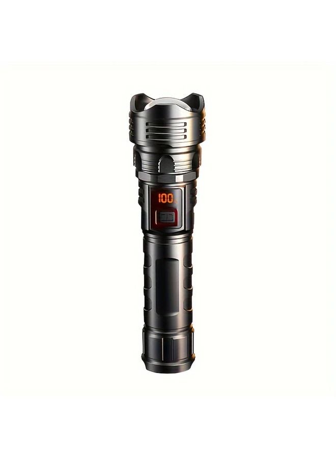 Black Ultra Bright LED Tactical Flashlight Rechargeable Long Range Torch with 1200mAh Battery for Outdoor Camping Security - Image 1