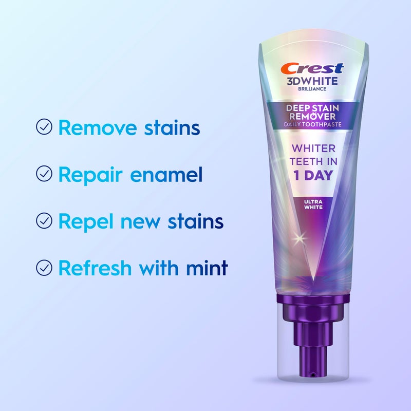 Crest 3DWhite Brilliance Deep Stain Remover Ultra White Toothpaste - 3.1oz - Image 2
