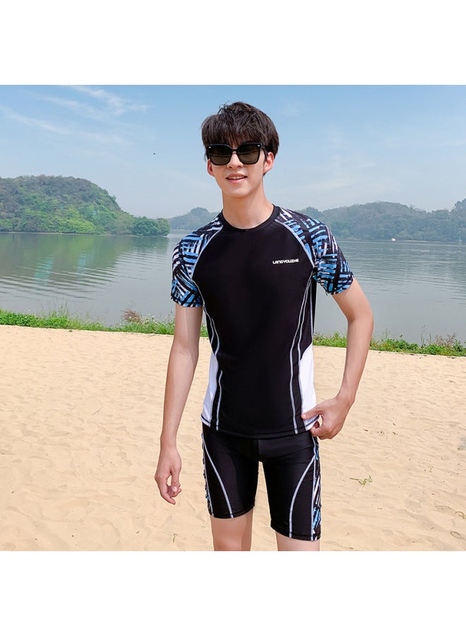 New And Korean Couple Long-sleeved Shorts Two-piece Suit Parent-child Suit Boys And Girls Surfing Suit Swimsuit For Women