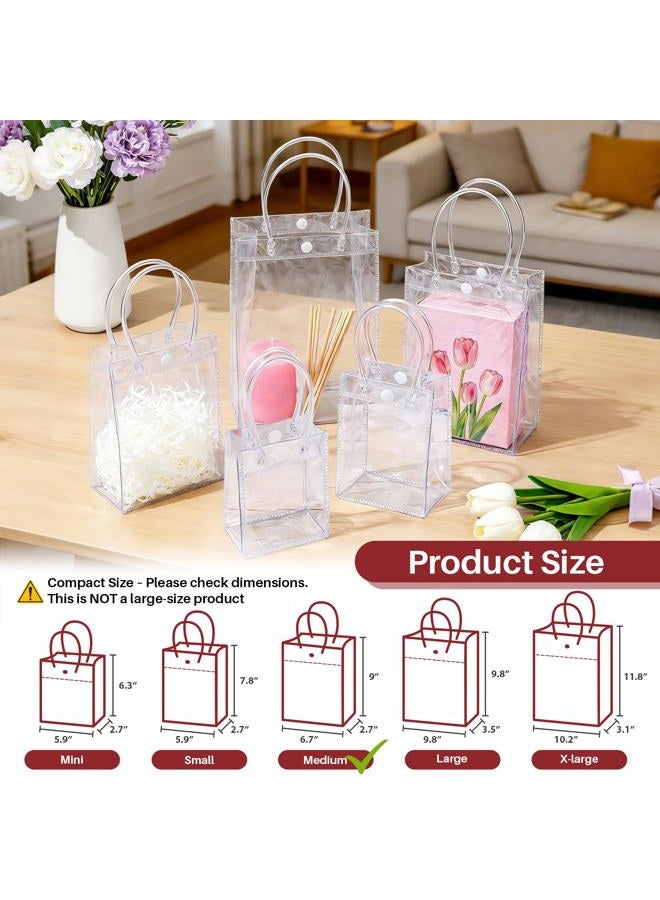 MAQIHAN 10 PCS Clear Bags for Gift - PVC Goodie Bag with Handles Reusable Transparent Plastic Shopping Totes for Christmas Easter Valentine Wedding and Birthday(Medium Size 5.9 x 7.8 Inch) - Image 2