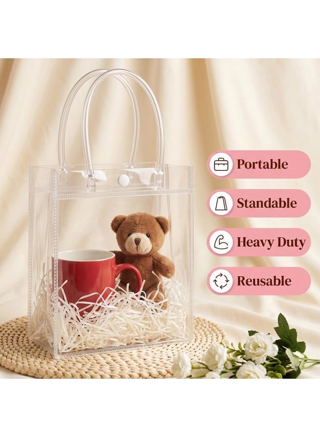 MAQIHAN 10 PCS Clear Bags for Gift - PVC Goodie Bag with Handles Reusable Transparent Plastic Shopping Totes for Christmas Easter Valentine Wedding and Birthday(Medium Size 5.9 x 7.8 Inch) - Image 3
