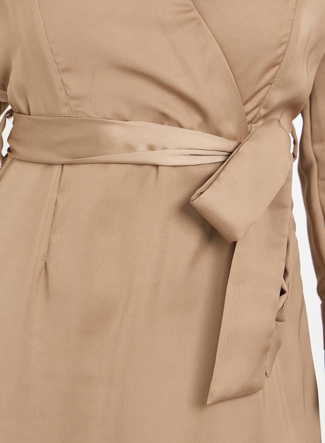 ستايلي فستان طويل بطبقات وحزام ربط - Image 4