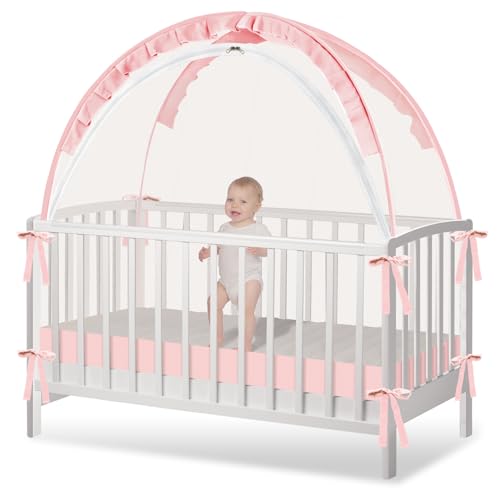 Zkaitoy Crib Tent Crib Net to Keep Baby in Stop Baby from Climbing Out of Crib Pop Up Crib Tent with Durable Breathable Net Double Zipper Strong Rods Installation Convenience - Image 1