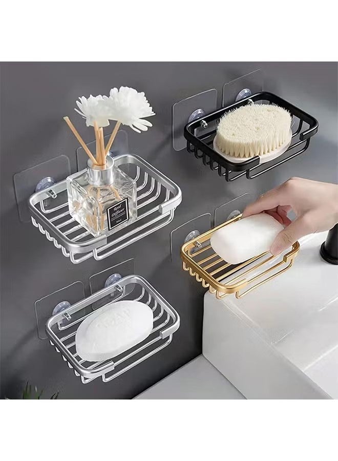 YJ Bathroom Soap Rack, Aluminum Shower Soap Tray Sponge Rack for Bathroom Washbasin and Toilet, Shower Wall Soap Rack No Drilling Black 1pc - Image 5