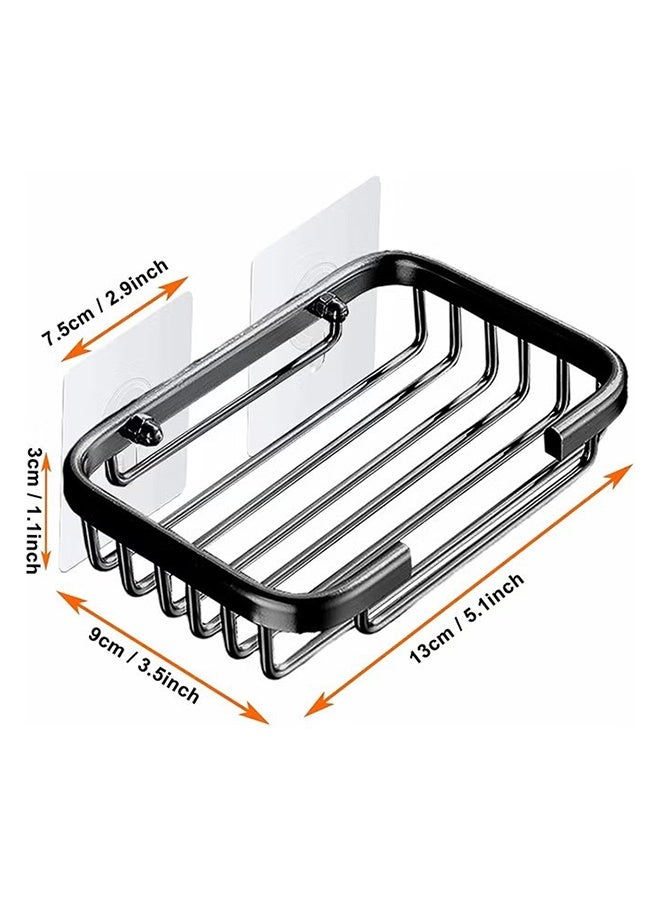 YJ Bathroom Soap Rack, Aluminum Shower Soap Tray Sponge Rack for Bathroom Washbasin and Toilet, Shower Wall Soap Rack No Drilling Black 1pc - Image 2