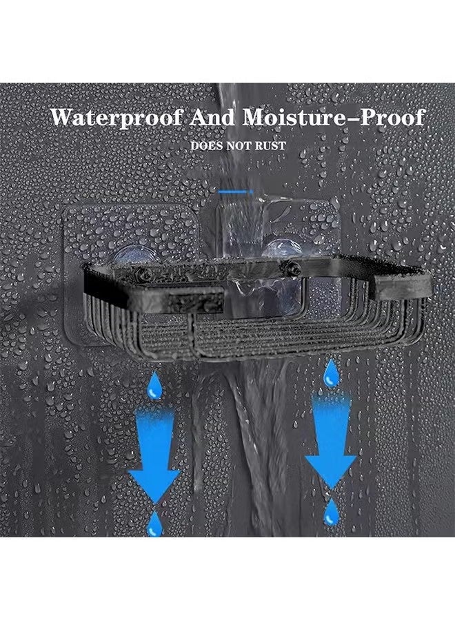 YJ Bathroom Soap Rack, Aluminum Shower Soap Tray Sponge Rack for Bathroom Washbasin and Toilet, Shower Wall Soap Rack No Drilling Black 1pc - Image 4