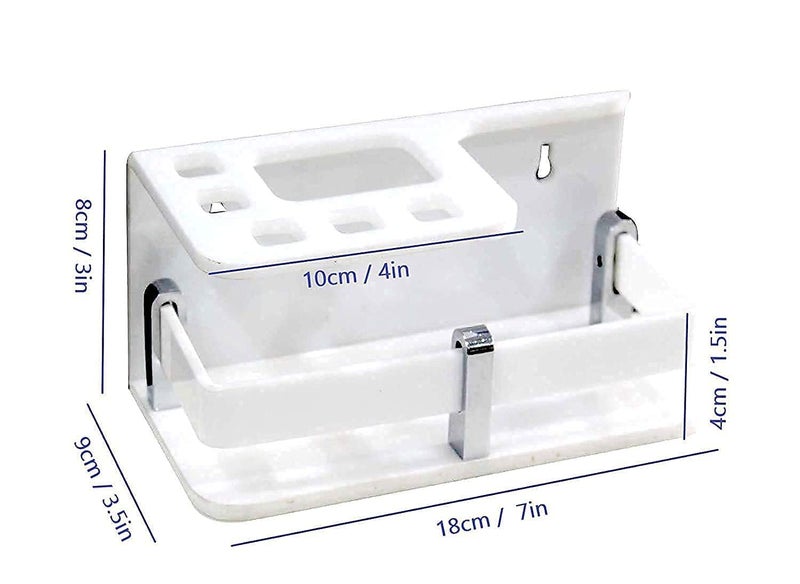 Bonsenkitchen Wall Mounted self Adhesive Acrylic Tooth Toothbrush Holder for Bathroom,Toothbrush Tumbler,Toothpaste for Bathroom Stand 8 in x (White) - Image 5