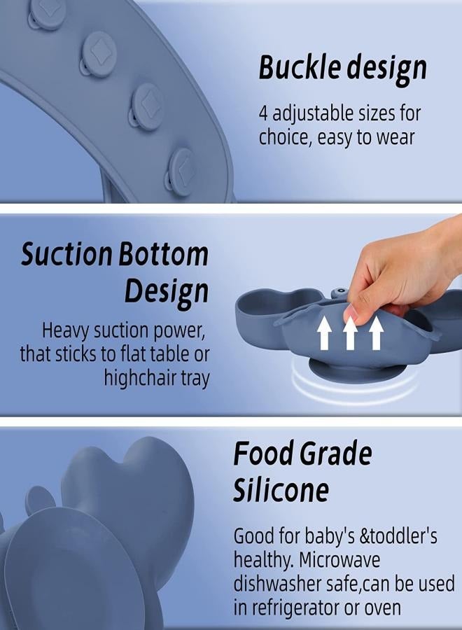 iMissiu Silicone Baby Feeding Set 10 Pieces Baby Led Weaning Utensils Includes Suction Bowl Plate Spoon Fork Sippy Cup with Straw Lid for Infant Toddler Daily Use - Image 3